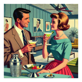 Mid Century Cocktailparty Par - Husvärmning Fototryck