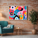 Mid Century Colorful Abstrakt Art Poster<br><div class="desc">Energetisk och livfull abstrakt i mitten av århundradet med fet röd, blå och vit gult med skarpa svarta och vita detaljer. Dessa lekfulla former av abstrakt lägger till en liten bit stollig till vilket område som helst, skapar dem perfekt påstående biet för ditt hem.</div>