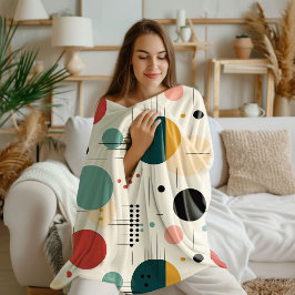 Mid century colorful geometric pattern fleecefilt