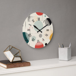 Mid century colorful geometric pattern stor klocka