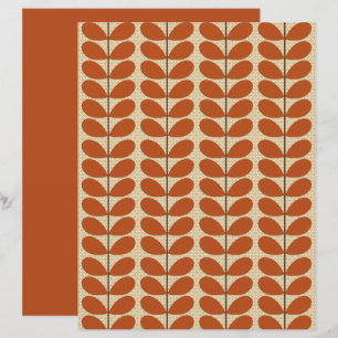Mid Century Danska blad, Rostbrun och Beige