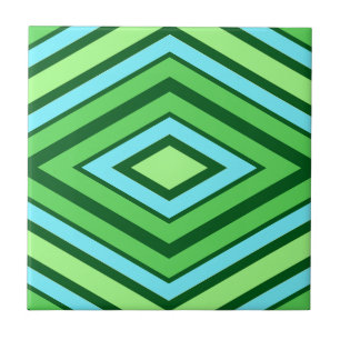 Mid Century Diamond Mönster Jade Grönt och Aqua Kakelplatta