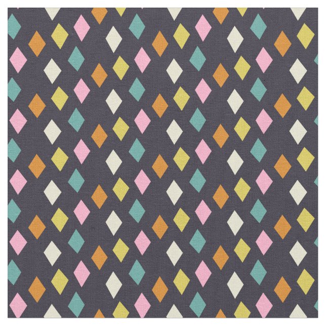 Mid Century Diamonds on Black Tyg (Närbild)