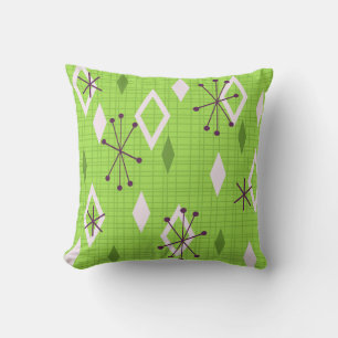 Mid Century Diamonds Starbursts Chartreuse Kudde