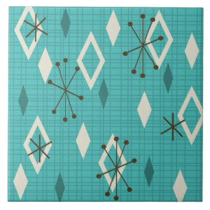 Mid Century Diamonds Starbursts Turcos Kakelplatta