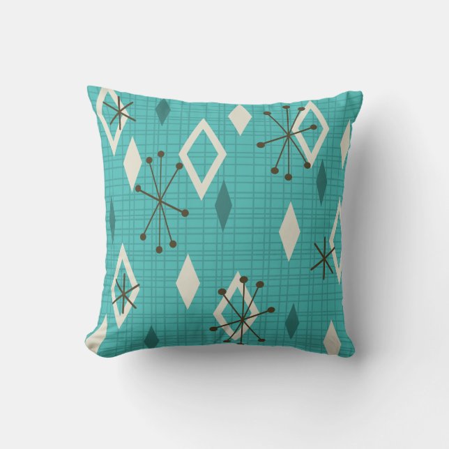 Mid Century Diamonds Starbursts Turcos Kudde (Framsida)