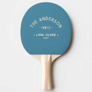 Mid-Century Djup Aqua Vintage Kust Familjenamn Pingisracket