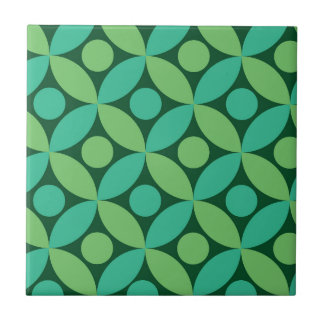 Mid Century Dots on Lime and Mint Grönt Circles Kakelplatta