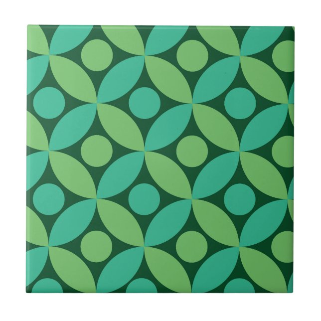 Mid Century Dots on Lime and Mint Grönt Circles Kakelplatta (Framsidan)