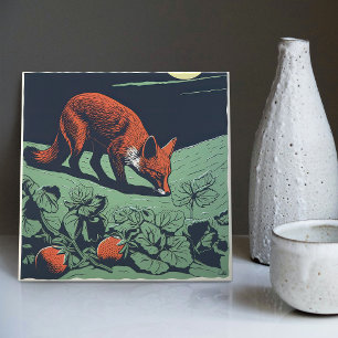 Mid-Century Foxy Strawberry Hunt: Enchanting Kakelplatta