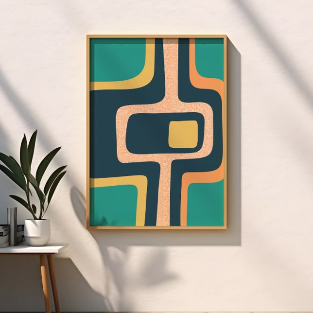 Mid Century Funky Abstrakt Teal, Gul, Orange Poster (Skapare uppladdad)