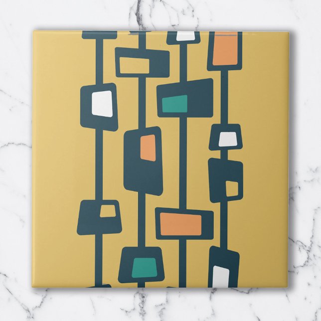 Mid Century Funky Block Gula Kakelplatta (Skapare uppladdad)