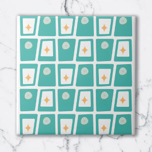 Mid Century Funky Blocks 2 Aqua, Teal and Orange Kakelplatta