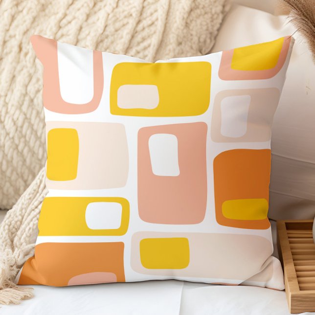 Mid Century Funky Geometriska Former Orange Peach Kudde (Skapare uppladdad)