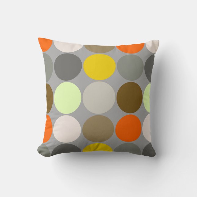 Mid-Century-gåvor, Grått, Guld och Orange Kudde (Framsida)