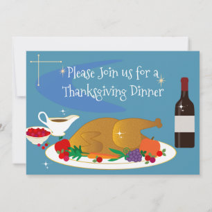 Mid Century Ge Tack Retro Happy thanksgiving H Inbjudningar