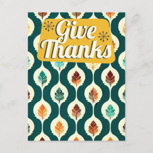 Mid Century Ge Tack Retro Happy thanksgiving Helg Vykort
