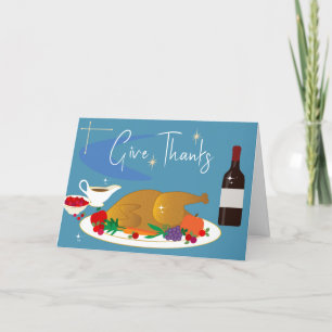 Mid Century Ge Tack Retro Happy thanksgiving Helgkort