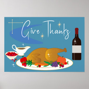 Mid Century Ge Tack Retro Happy thanksgiving Poster