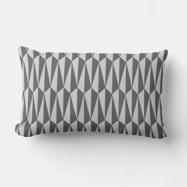 Mid-Century-geometri, gråttets nyanser Lumbarkudde (Framsida)
