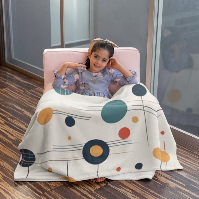 Mid Century Geometric Mönster Fleecefilt (Skapare uppladdad)