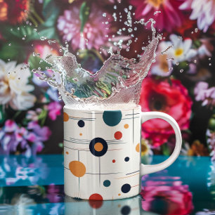 Mid Century Geometric Mönster Kaffemugg