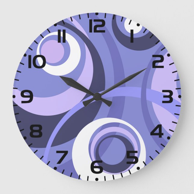 Mid-Century Geometric Purple Circles Abstract Stor Klocka (Framsida)