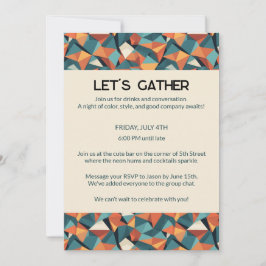 Mid-Century Geometric Teal & Orange | Custom Inbjudningar