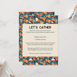 Mid-Century Geometric Teal & Orange | Custom Inbjudningar