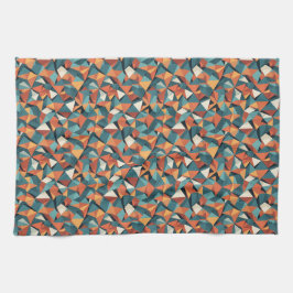 Mid-Century Geometric Teal & Orange Pattern Kökshandduk