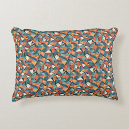 Mid-Century Geometric Teal & Orange Pattern Prydnadskudde