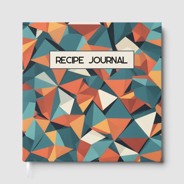 Mid-Century Geometric Teal & Orange | Recipe Book Gästböcker (Framsida)