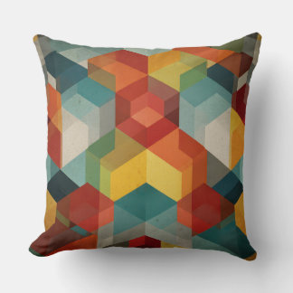 Mid-Century Geometriska Kuber Abstrakt Kastkudde Kudde
