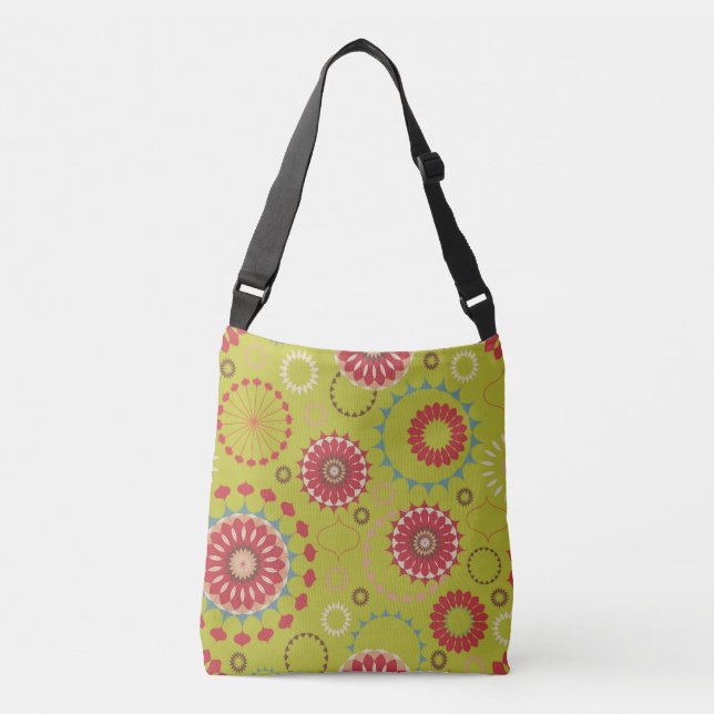 Mid-Century Geometriskt Mönster  Crossbody Väska (Framsida)