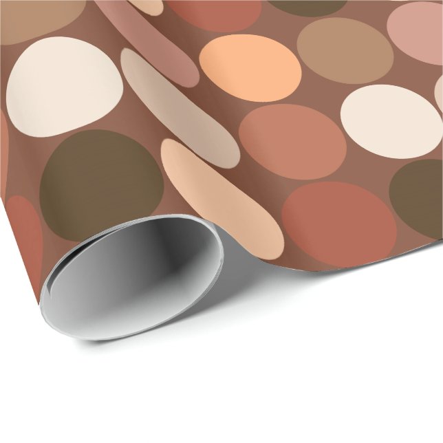Mid-Century Giant Dots, Chocolate Brown & Tan Presentpapper (Rullad Hörn)