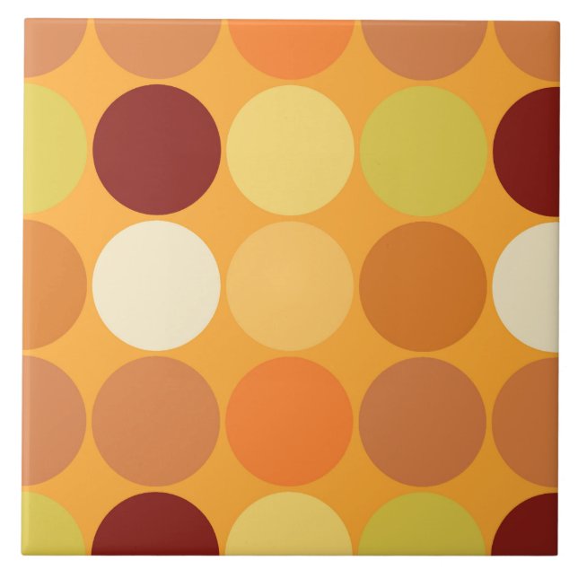 Mid-Century Giant Dots, Mustard Guld och Brown Kakelplatta (Framsidan)