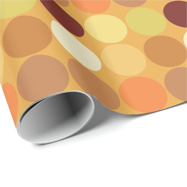 Mid-Century Giant Dots, Mustard Guld och Brown Presentpapper (Rullad Hörn)