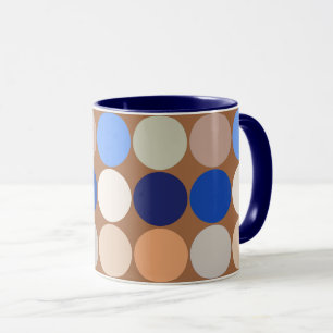 Mid-Century Giant Dots, Taupe Tan, Beige och Blue Mugg