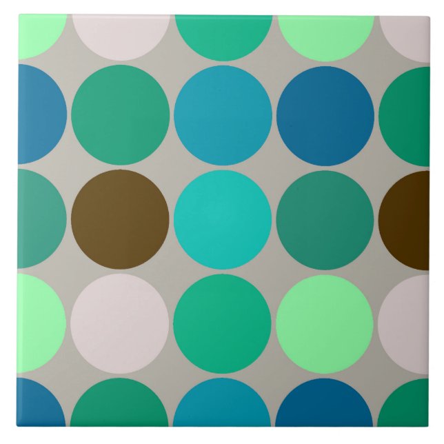 Mid-Century Giant Dots, Turquise och Grått Kakelplatta (Framsidan)