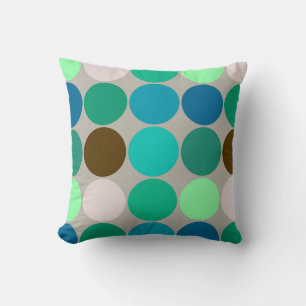 Mid-Century Giant Dots, Turquise och Grått Kudde