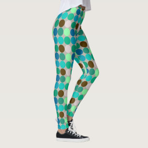 Mid-Century Giant Dots, Turquise och Grått Leggings