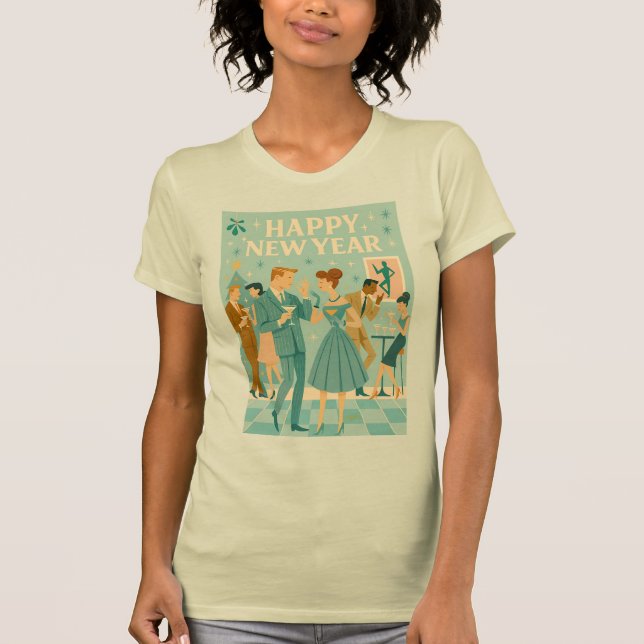 Mid Century Gott Nytt År Martini-dansen T Shirt (Framsida)