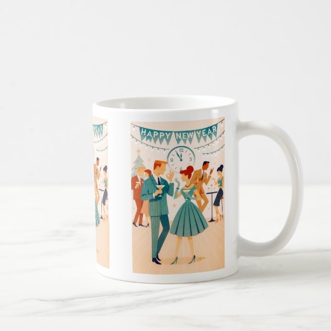 Mid Century Gott Nytt År The Martini Dansen Kaffemugg (Höger)
