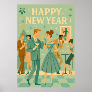 Mid Century Gott Nytt År The Martini-dansen Poster
