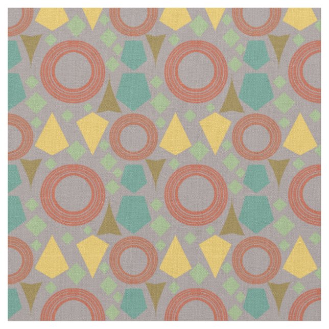 Mid Century Grå Geometrisk Tyg (Närbild)