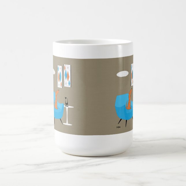 Mid Century Gravel Art med Hund Magisk Mugg (Center)