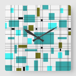 Mid Century Grid Fyrkantig Klocka