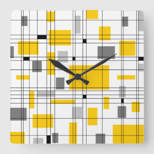 Mid Century Grid Fyrkantig Klocka
