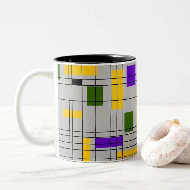 Mid Century Grid Två-Tonad Mugg (Med munk)