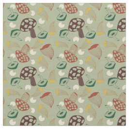 Mid Century Grönt Mushroom Retro Tyg